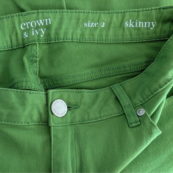 Women's Crown & Ivy Size 2 Skinny Jeans Green Stretch Denim Pants Festival Bold - Picture 4 of 7